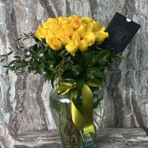 Jarrón 36 Rosas Amarillas en Atado