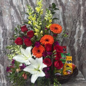 Canasta Floral con Dulces